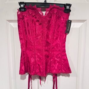 Frederick's of Hollywood Red Satin & Lace Corset